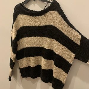 Tan and black striped knit sweater